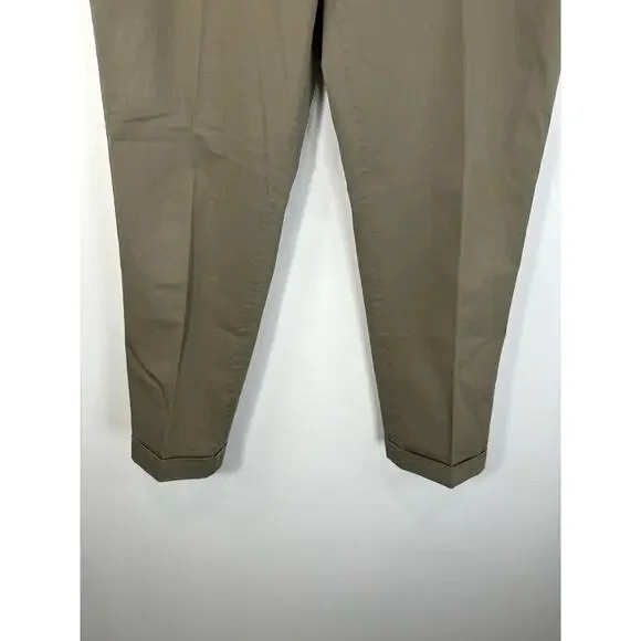 Aspesi Women’s Khaki Trouser Pants Pleated Tan Size 46 - Picture 10 of 11